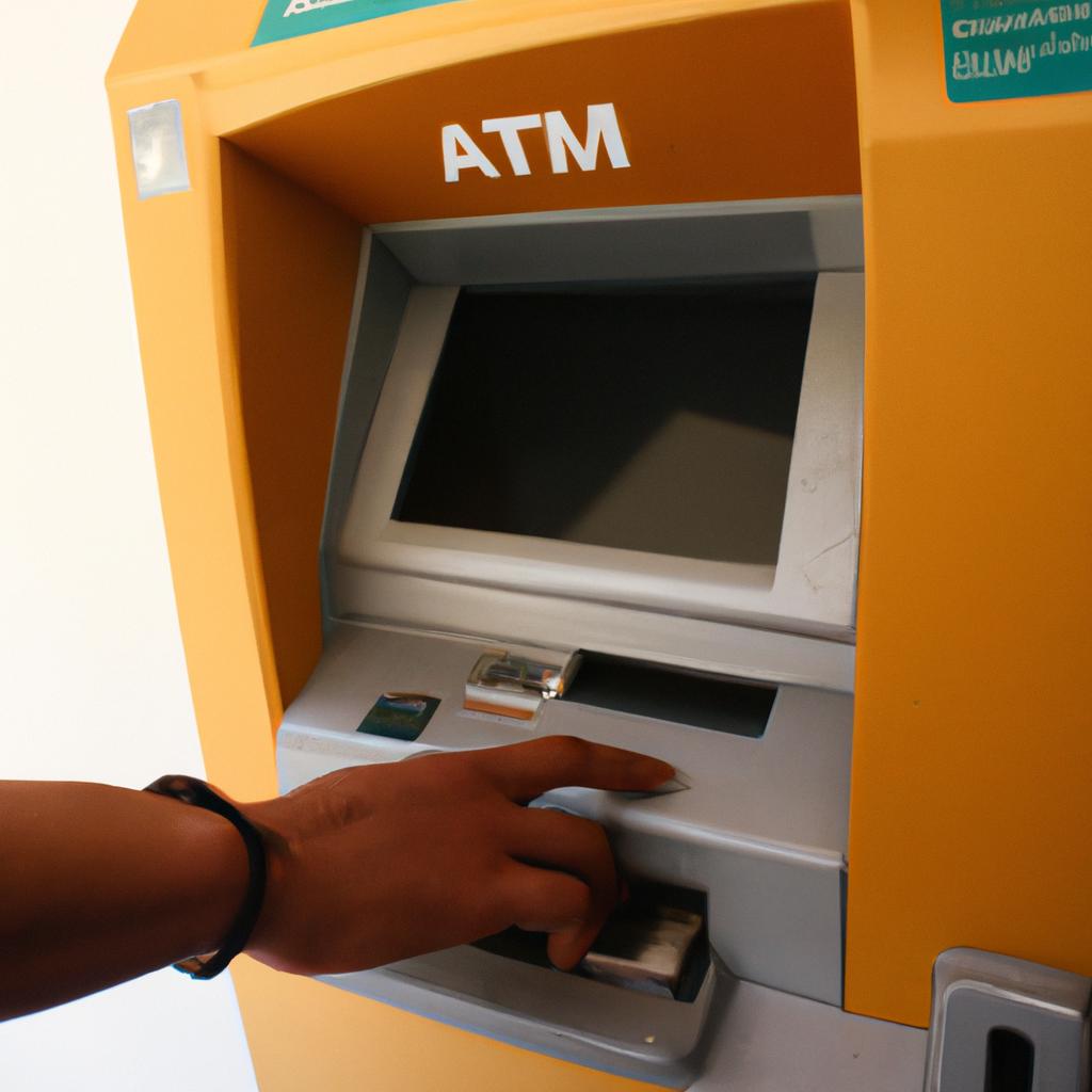 Person using ATM for travel