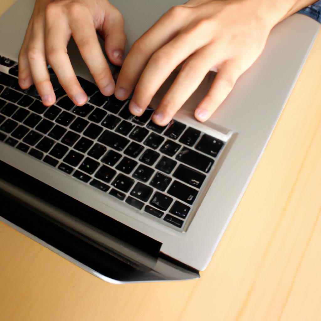 Person using a laptop computer