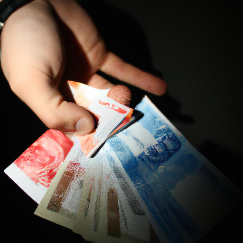 Person holding cash, making choice