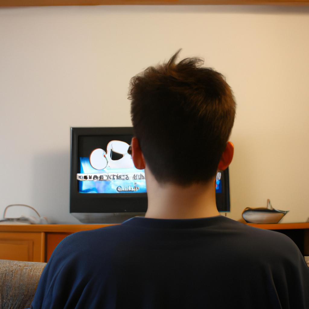 Person watching TV in room