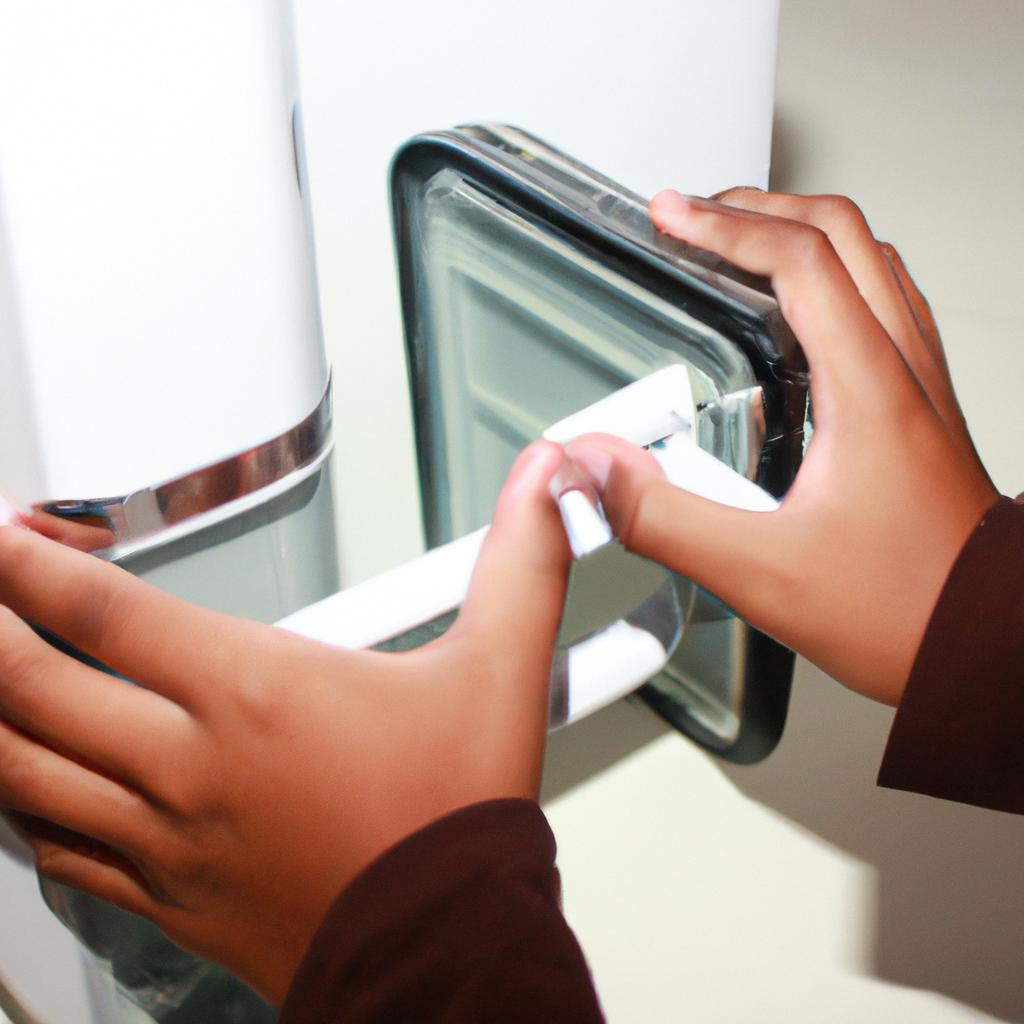 Person using mini refrigerator